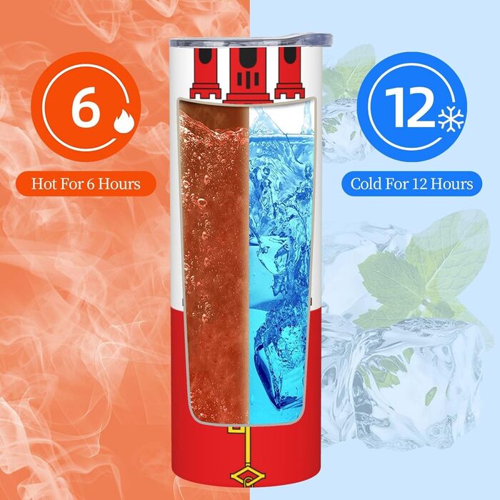 Кухоль з прямою трубочкою, дизайн Прапор Гібралтару, дорожній кухоль з принтом, підходить для кемпінгу, офісу та дому, 590 мл