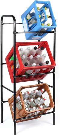 Стелаж для напоїв Wiltec на 3 ящики, сталевий стелаж для ящиків, 50x33x116 см, 20 кг на полицю