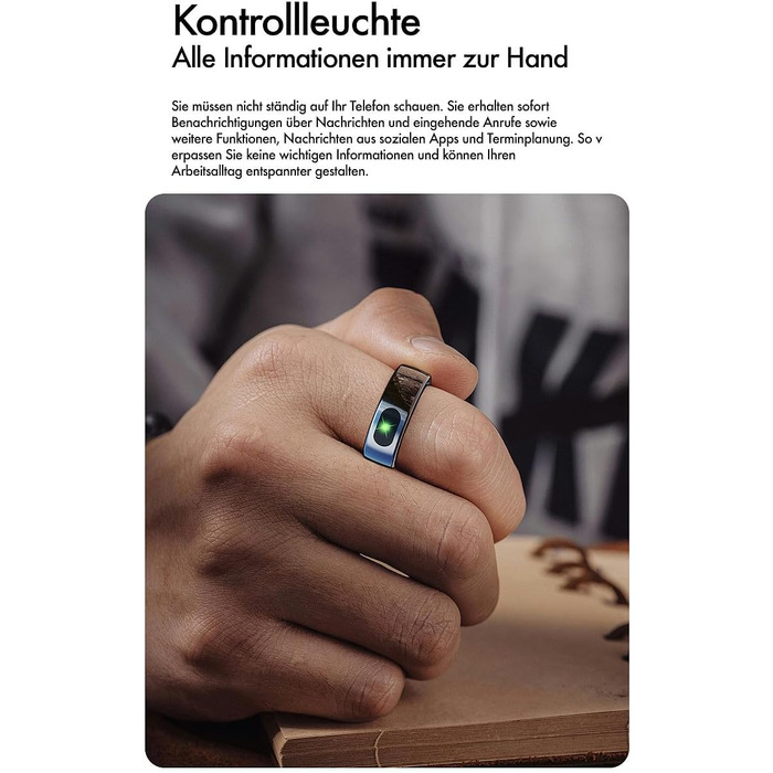 Фітнес-кільце Newgen Medicals для чоловіків фітнес-кільце, сенсорне керування, пульс, SpO2, 5 атм, розмір 57 (розумне з вимірюванням пульсу, крокомір, смарт-годинник)