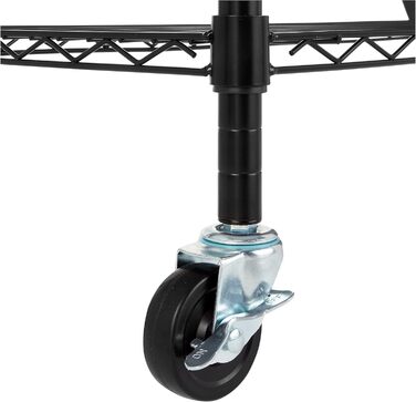 Блок для зберігання Storeo Basics з 5 полицями, на колесах 10,2 см, з регульованими по висоті полицями та ніжками, максимальна вага 680 кг, чорний, 35,6 x 76,2 x 162,2 см (Г x Ш x В) чорний 30Д x 14Ш x 64,75В з колесами