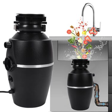 Безперервна подача сміття, безшумний, нержавіюча сталь, 1300 мл, корпус ABS, водостічна труба, сміттєвідвідведення, 3800 об/хв, 1 к.с., для кухні (вилка ЄС)