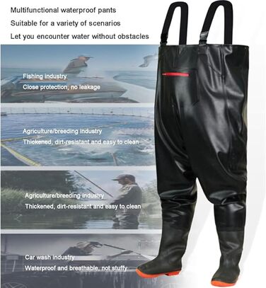 Чоловічі вейдерси HoldOneLight оверсайз, ПВХ, водонепроникні, мисливські, з поясом для ніг, дихаючі, легкі, розмір 44 EU XXL, великі розміри, чорні