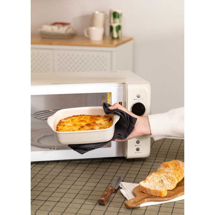 СТВОРИТИ/МІКРОХВИЛЬОВА ПІЧ РЕТРО/Цифрова мікрохвильова піч з функцією гриля кремово-білий/ретро стиль, ємність 20 л, посуд Ø245 мм, 3 програми, 9 попередньо встановлених меню, багатоступеневе приготування, РК-дисплей