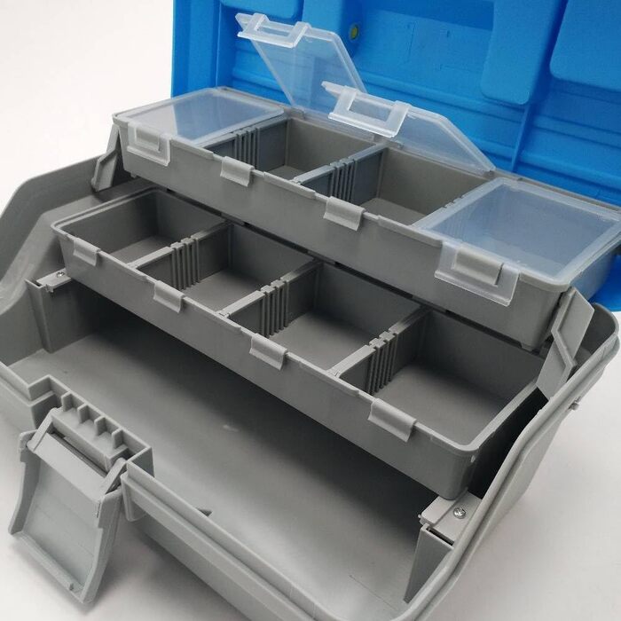 Ящик для рибальських снастей Cuifati з ручкою, тришаровий ящик з ABS-пластику для зберігання рибальського спорядження, футляр для зберігання рибальських аксесуарів, 32 x 15 x 20 см