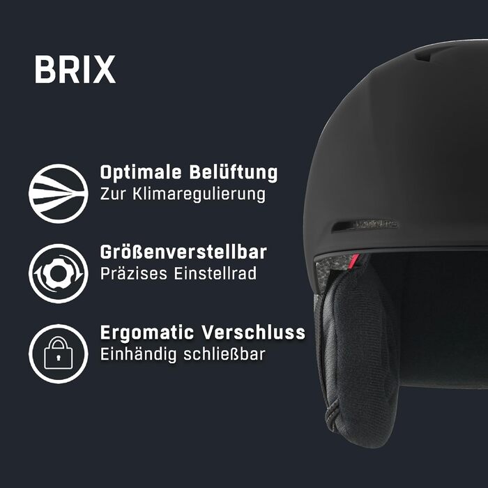 Безпечний, ідеально кліматично контрольований та комфортний лижний шолом з підкладкою, яку можна прати. Для дорослих M (55-59 см), чорний матовий