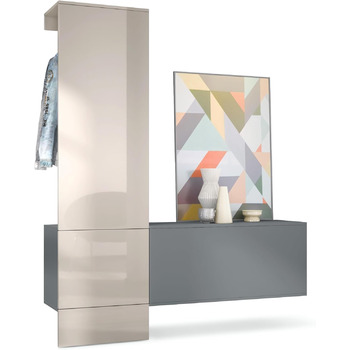 Вішалка для одягу Vladon Carlton Set 4, зроблено в Німеччині, настінна вішалка, що складається з декоративної панелі та підвісної