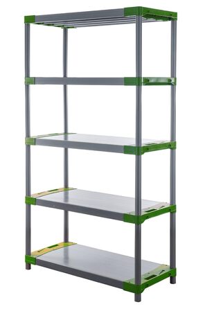 Пластиковий стелаж PROREGAL &quotСірий ведмідь&quot Високий ВxШxГ 180x100x46 см Вантажопідйомність полиці 120 кг Сіро-зелений Пластиковий стелаж для підвалу, стелаж для зберігання, безригельний стелаж ВxШxГ 180x100x46 см сіро-зелений