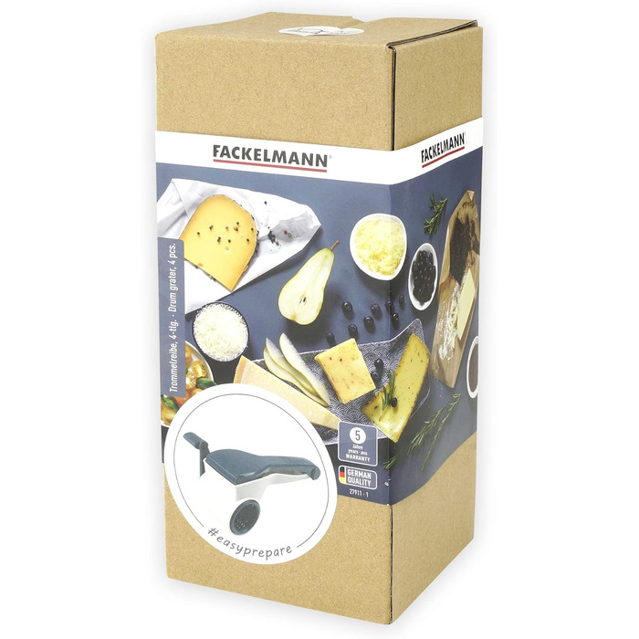 Барабанна терка Fackelmann 27911, нержавіюча сталь 18/8, білий, сріблястий і синій, 210,5X10CM Терка для барабанів білий/синьо-сірий