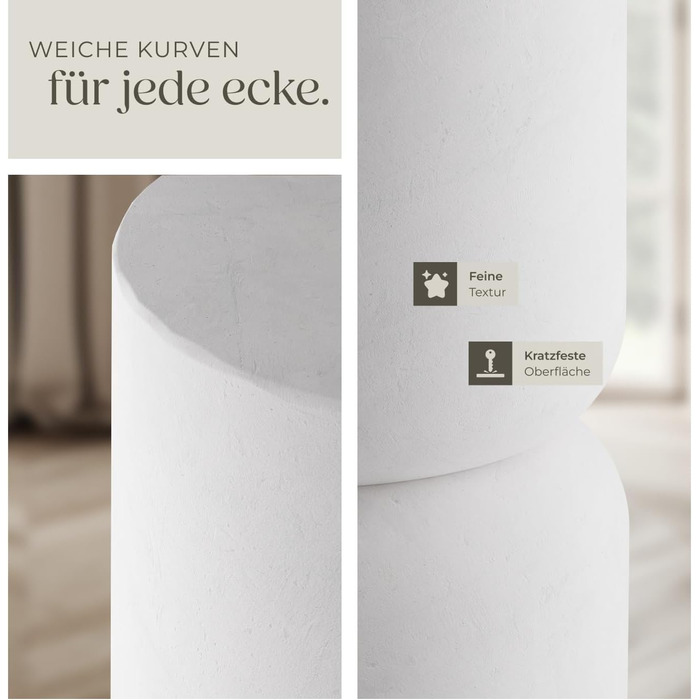 Набір із 2 круглих білих журнальних столиків, круглі приставні столики, естетичний декор кімнати, сучасні меблі для вітальні, спальні, як журнальний столик, приставний столик або тумбочка