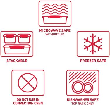 Посуд для мікрохвильової печі Sistema, 1,3 л, червоний, набір з 3 предметів 1118