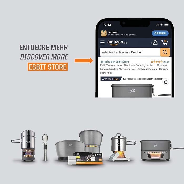 Набір для приготування їжі на твердому паливі Esbit, твердоанодований алюміній