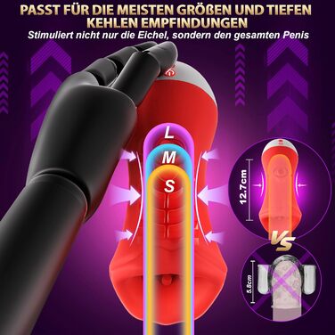 Мастурбатор Pangpangmi 4-в-1 для чоловіків, електричний стимулятор з функцією вібрації, лизання, червоний