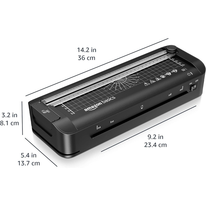 Термоламінатор Storeo Basics 3-в-1 для паперу A4, з функціями різання, перфорації та заокруглення кутів, включає 10 чохлів, штекер ЄС, чорний A4 Нова колекція Одинарний