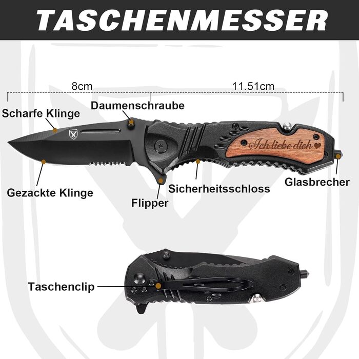Подарунок на День святого Валентина для нього - багатофункціональний ніж 21-в-1 з гравіюванням &quotЯ тебе кохаю&quot, чоловічі подарунки, подарунок на День святого Валентина, подарунок на день народження чоловікові, партнеру, для кемпінгу на природі