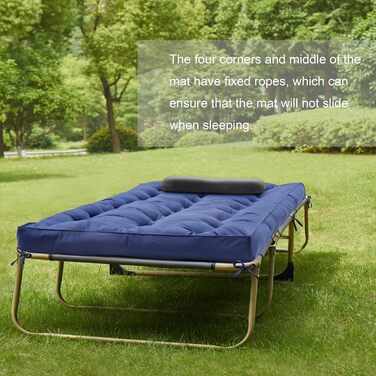 Матрац для кемпінгу (190 x 75 см), бавовняний килимок для похідного ліжка, стьобаний килимок для сну для кемпінгу, килимок для сну, бавовняний килимок для сну, що згортається та складається, портативний темно-синій