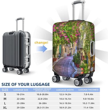 Чохол для валізи Весняний сад з принтом, еластичний захист від подряпин та пилу, чорний, розмір 95