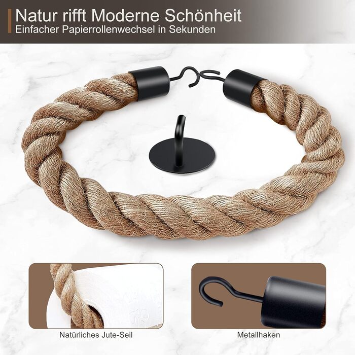 Тримач для туалетного рулону без свердління, вінтажний, самоклеючий шнур, тримач для туалетного рулону, тримач для рушників, трима