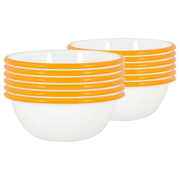 Аргонові посудні миски з білою емаллю - 16 см - жовті - упаковка з 12 шт.