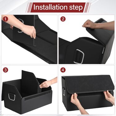 Органайзер для багажника JEYODA з алькантари, великої місткості, м'який органайзер для автомобіля та зберігання речей, складаний, з бортиком, для авто, позашляховика, джипа, седана, дому, кемпінгу (чорний, малий) Чорний, Малий