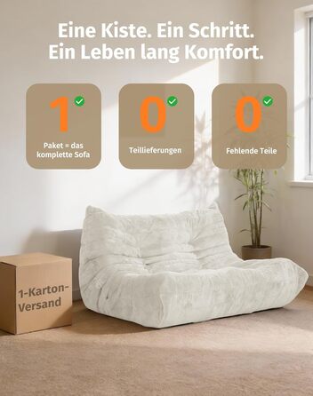 Диван з пінопласту без кісток зручний підлоговий диван з ергономічним дизайном, не потребує складання, диван-мішок для вітальні, спальні, квартири, ігрової кімнати та офісу, бежевий двомісний