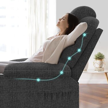 Електричне регульоване крісло-реклайнер YONISEE, масажне крісло з підйомником, функцією масажу та підігріву, крісло-реклайнер з підставкою для ніг, 2 бічні кишені та підстаканники, USB-порти, темно-сірий колір