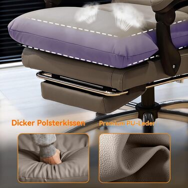 Офісне крісло з м&39якою підкладкою та високою спинкою, ігрове крісло, крісло керівника з підставкою для ніг, ергономічне шкіряне комп&39ютерне крісло для домашнього офісу, хакі, 50*55*107