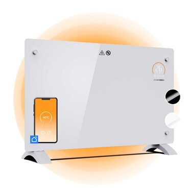 Електричний обігрівач Aurora з термостатом Розумне опалення дому Енергозберігаюче електричне опалення Електричний радіатор Конвекторний обігрівач 2000 Вт Тихіший за вентиляторний обігрівач Білий