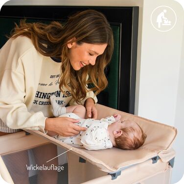 Дитяче та дитяче дорожнє ліжечко MoMi BELOVE PLUS 2-в-1, складне, 2 рівні для сну для немовлят до 9 кг та дітей до 15 кг з дитячим матрацом, ігровою ручкою, пеленальний килимок та сумка для перенесення, темно-зелений