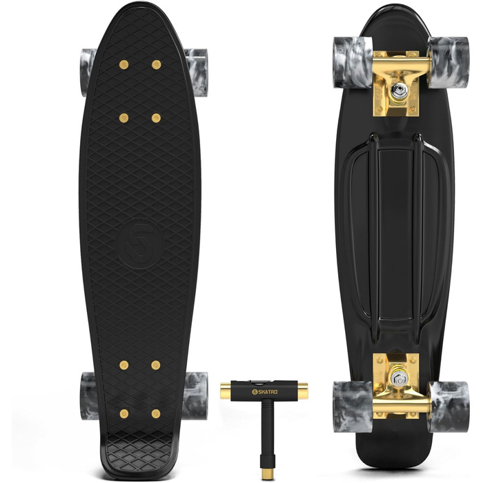 Міні-скейтборд крейсер. 22-дюймова пластикова дошка в ретро стилі, в комплекті з чорною мамбою