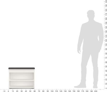 Лавка для взуття KOMTO з сидінням - Стелаж для взуття, лавка з місцем для зберігання, біла 60 x 48 x 32 см, Маленька шафка для взуття з лавкою, лавка для коридору, гардеробна лавка, Софія, біла Оббивка сіра 60 x 48 x 32 см