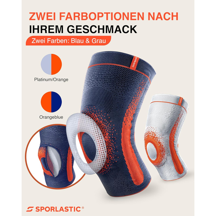Колінний бандаж GENU-HiT Supreme для правого та лівого коліна - Медичний бандаж для коліна з кільцем надколінка та бічними стабілізаторами для оптимальної стабільності коліна у повсякденному житті - Платиновий розмір 6