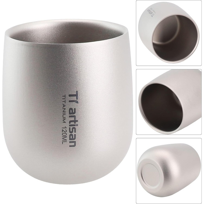 Двостінна кемпінгова кружка, 120 мл, ізольована дорожня кружка для кави, чаю, пива та гарячих напоїв, нержавіюча сталь, аксесуар для пікніка на свіжому повітрі