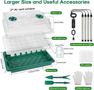 Міні-тепличний набір для вирощування розсади, що вкорінюється, 80 Cell Seedling Tray with Humidity Dome