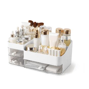 Органайзер для косметики Lacuasmall з висувними ящиками, органайзер для туалетного столика для умивальників, спалень та ванних кімнат, косметичка для помади та косметичних аксесуарів, білий
