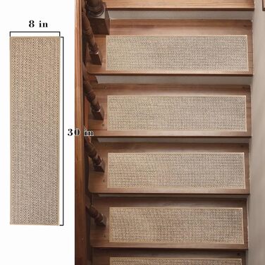 Нековзні лляні килимки для сходів для внутрішніх дерев&39яних сходів, 20,3 x 76,2 см (15 шт. ), Килимова доріжка для сходів для домашніх тварин, дітей та людей похилого віку 8x30 дюймів - комплект з 15 лляних 15 шт.