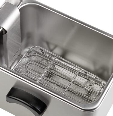 Професійна електрична фритюрниця METRO GDF3004, фритюрниця з нержавіючої сталі, 4 літри, 2500 Вт, швидке нагрівання, з кришкою, захисний термостат, холодна зона, нековзні ніжки