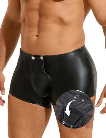 Чоловічі боксери ohyeahlady, з лакованої шкіри, чорні, розмір L