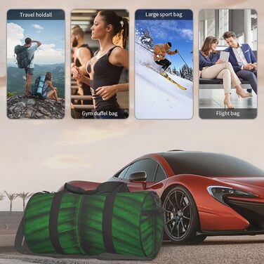 Спортивна сумка для подорожей, малюнок бананове листя, принт з ефектом нічного сяйва, чорний колір, універсальний розмір, дорожня сумка