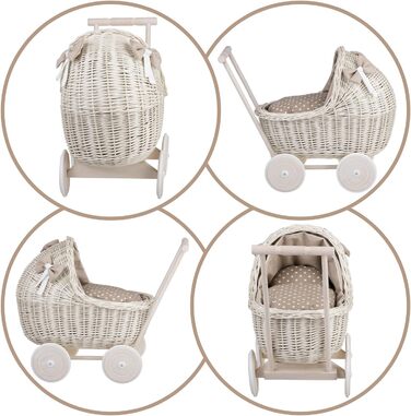 Плетені коляски для ляльок з постільною білизною ідеальна ідея для подарунка плетені коляски для ляльок красива іграшка з лози пле