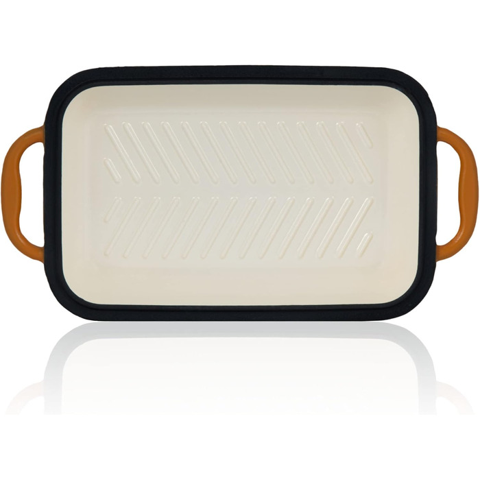 Чавунна емальована жаровня Mahlzeit з кришкою 4,8 л Сонячний апельсин жаровня 2 в 1 зі сковородою безпечна для духовки, безпечна д