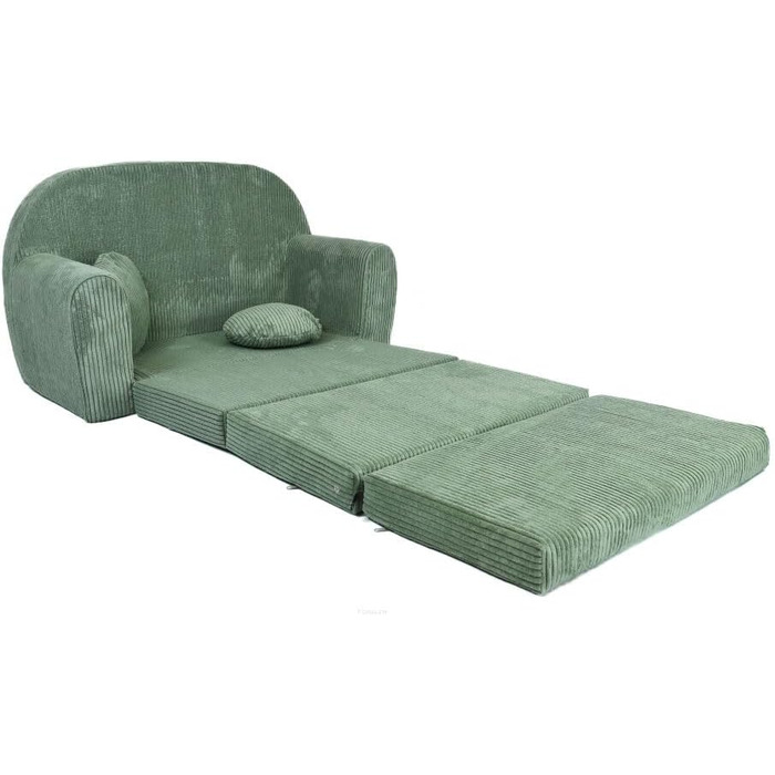 Дитячий диван, Складаний, М&39який - Ігровий диван з розсувною функцією 96x57x48 см - Дитячий диван з функцією сну - М&39який розкладний диван, сертифікований Oeko-TEX, вкл. 2 подушки, Світло-зелений