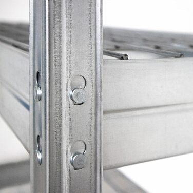 Посилений стелаж Rivet, комплект з 3 шт. , зі сталевими сітчастими полицями, 180 x 120 x 45 см (В x Ш x Г), вантажопідйомність 250 кг на полицю, оцинкований. Безболтовий стелаж, металевий стелаж, стелаж для підвалу, стелаж для зберігання, стелаж для майст