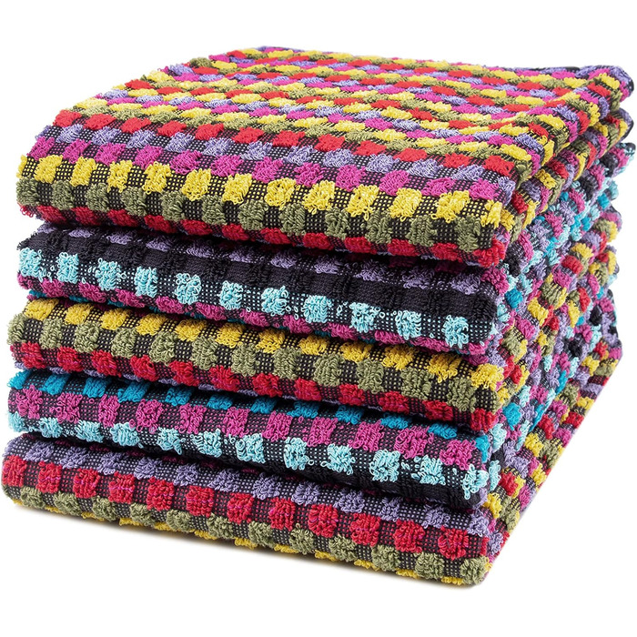 Набір з 5 чайних рушників, універсальні рушники, 45x90 см, бавовна, кольорові 45 x 90 см Кольорові