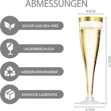 Набір келихів для шампанського LStex 60 шт. пластикові з золотим блиском Набір келихів для вина Підходить для весільних вечірок та