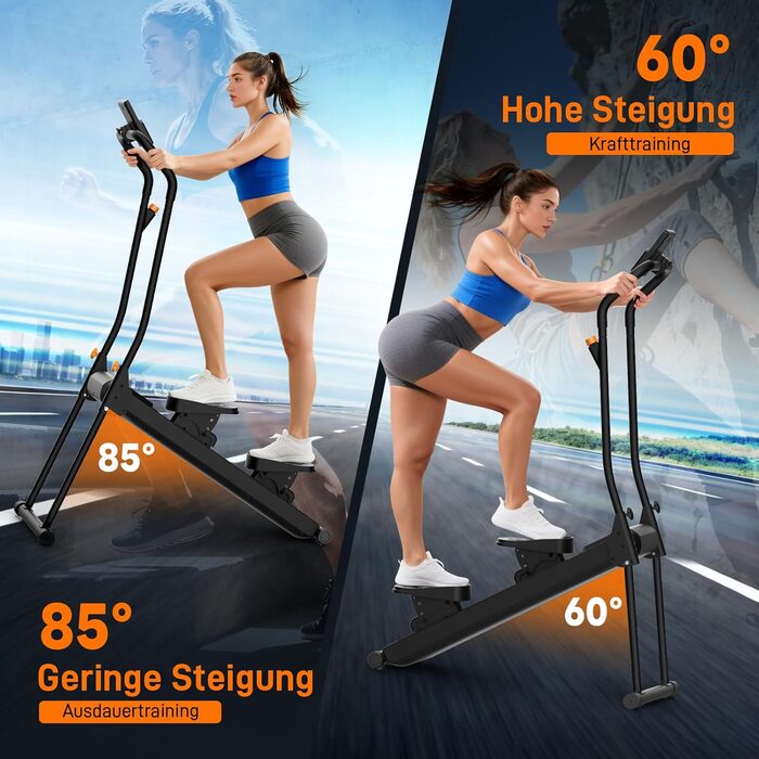 Магнітний степер HXD-ERGO 2025 для домашнього використання, тихий складаний степер для сходів з регульованою рамою та кутом нахилу педалей, домашній тренажер для тренувань усього тіла (темно-сірий)