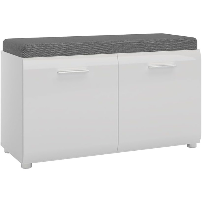 Шафа для одягу Lomadox 4 предмети з дзеркалом і тумбою для взуття білий глянцевий Шафа для передпокою в сучасному стилі