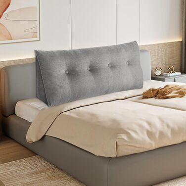 Подушка для читання Homewell 120 см, трикутна, з поперековою опорою, узголів&39ям, знімною спинкою для ліжка, для читання, відпочинку, перегляду телевізора, спальня, сіра 120 см.