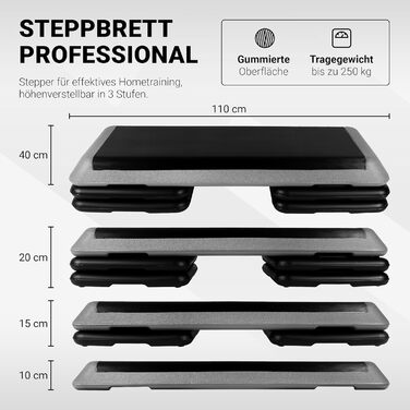 Професійна степ-дошка з постером з вправами БЕЗКОШТОВНИЙ додаток для тренувань Студійний степпер з регульованою висотою в 3 положеннях