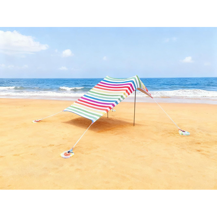 Пляжний намет-тін, тент, пляжний сонцезахисний крем, водонепроникний, легкий, блокуючий та еластичний, парасолька від сонця, пляжні навіси (смуги, розмір L)