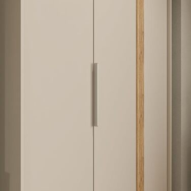 Гардероб Forte WEXLIN 120 130, сучасна шафа, 2 двері на петлях, дитяча та підліткова кімната, інженерна деревина, декор кашемірубежевогодуба маувелла, 126,3 см завширшки x 193,7 см заввишки x 60 см завглибшки